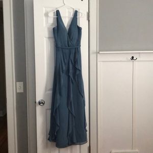 Slate blue bridesmaid dress